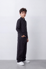 Boy's Tomato Store Poplin Shirt Allover Micro Geometric Long Sleeve