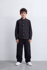 Boy's Tomato Store Poplin Shirt Allover Micro Geometric Long Sleeve