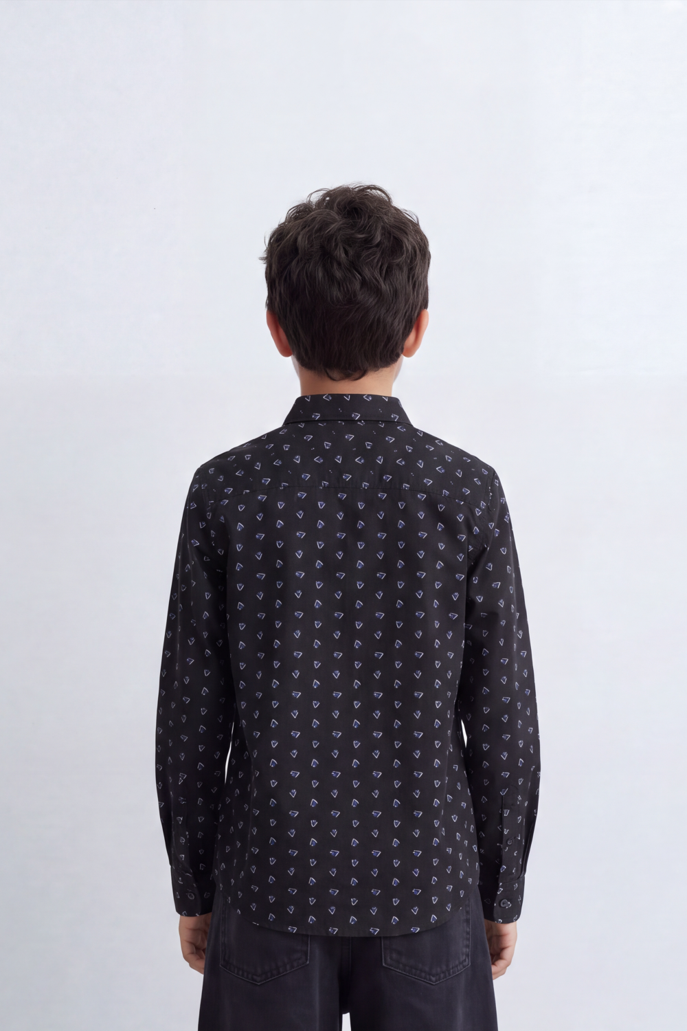 Boy's Tomato Store Poplin Shirt Allover Micro Geometric Long Sleeve
