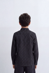 Boy's Tomato Store Poplin Shirt Allover Micro Geometric Long Sleeve