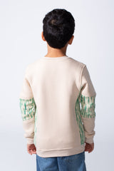 Boy’s Colorblock Panel Slim Fit Melton Crew Neck Sweatshirt