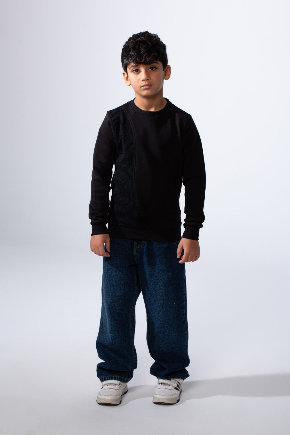 Boy’s Slim Fit Melton Asymmetric Panel Crewneck Sweatshirt