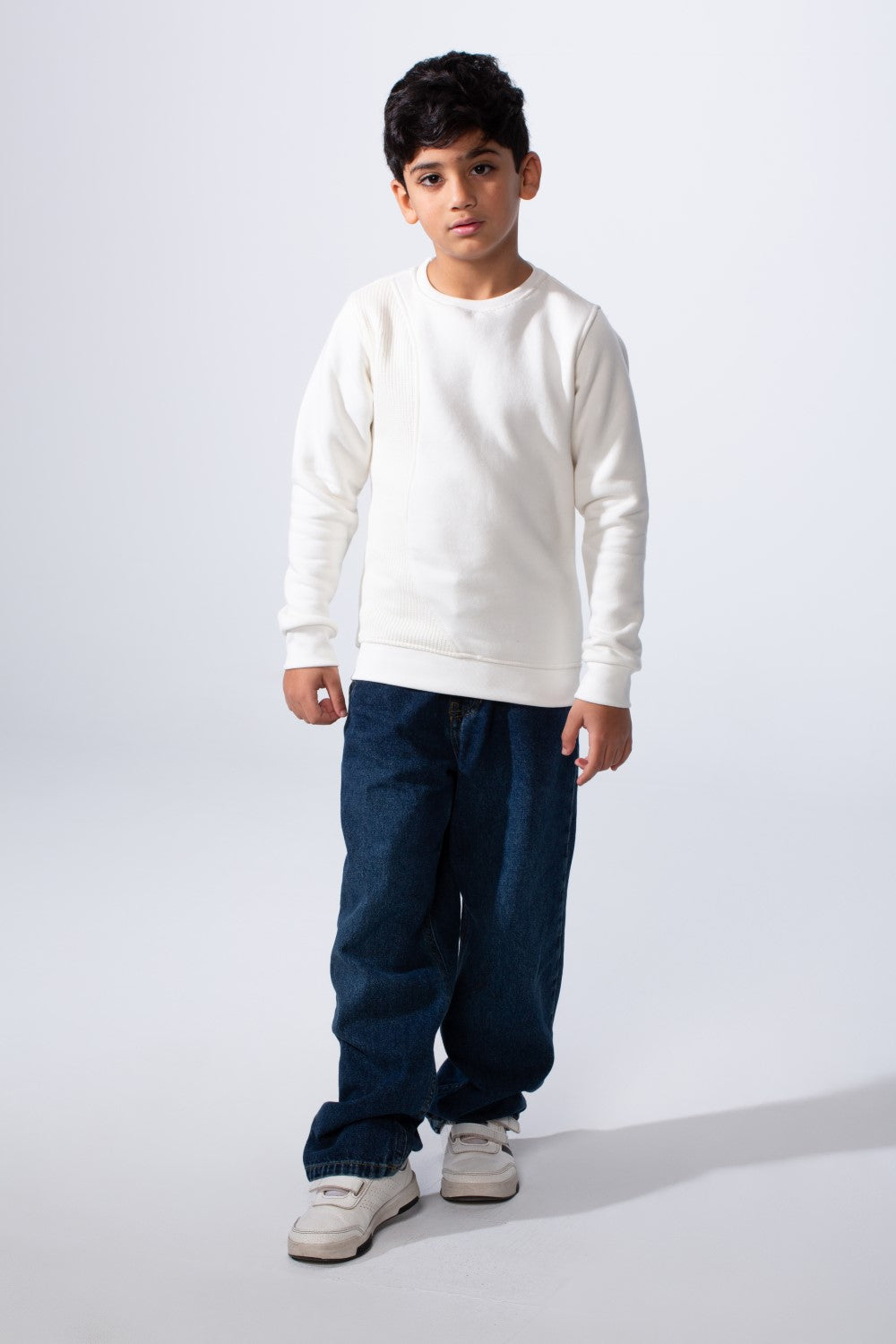 Boy’s Slim Fit Melton Asymmetric Panel Crewneck Sweatshirt