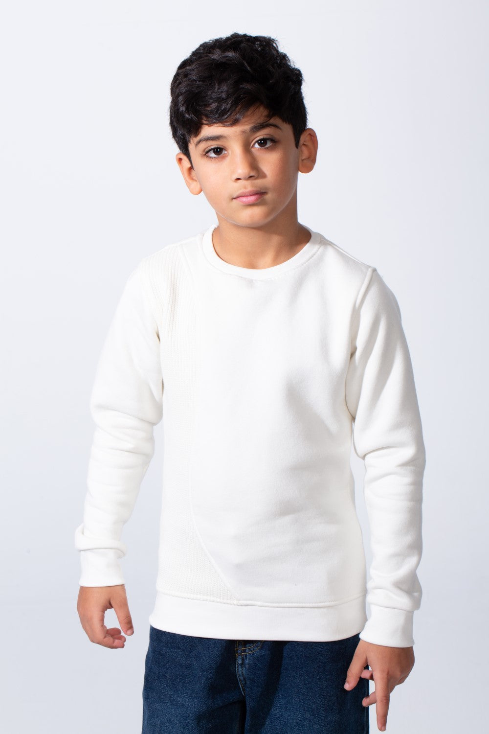 Boy’s Slim Fit Melton Asymmetric Panel Crewneck Sweatshirt