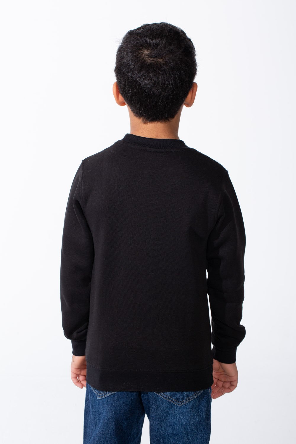 Boy's Crew Neckline Modern Patchwork Design With Creative Twist Melton Slim Fit Sweatshirt