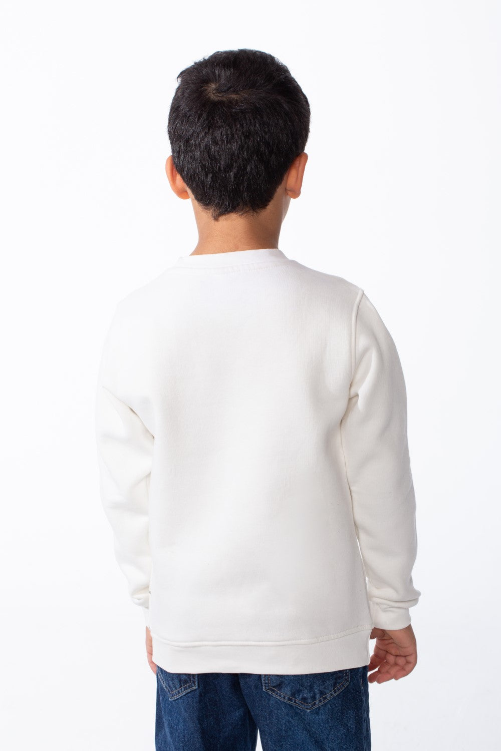 Boy's Crew Neckline Modern Patchwork Design With Creative Twist Melton Slim Fit Sweatshirt