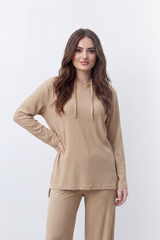 Women’s Tomato Store Rib Lounge Co-Ord Set Vertical Cord Texture Across The Full Look Hood Outfit