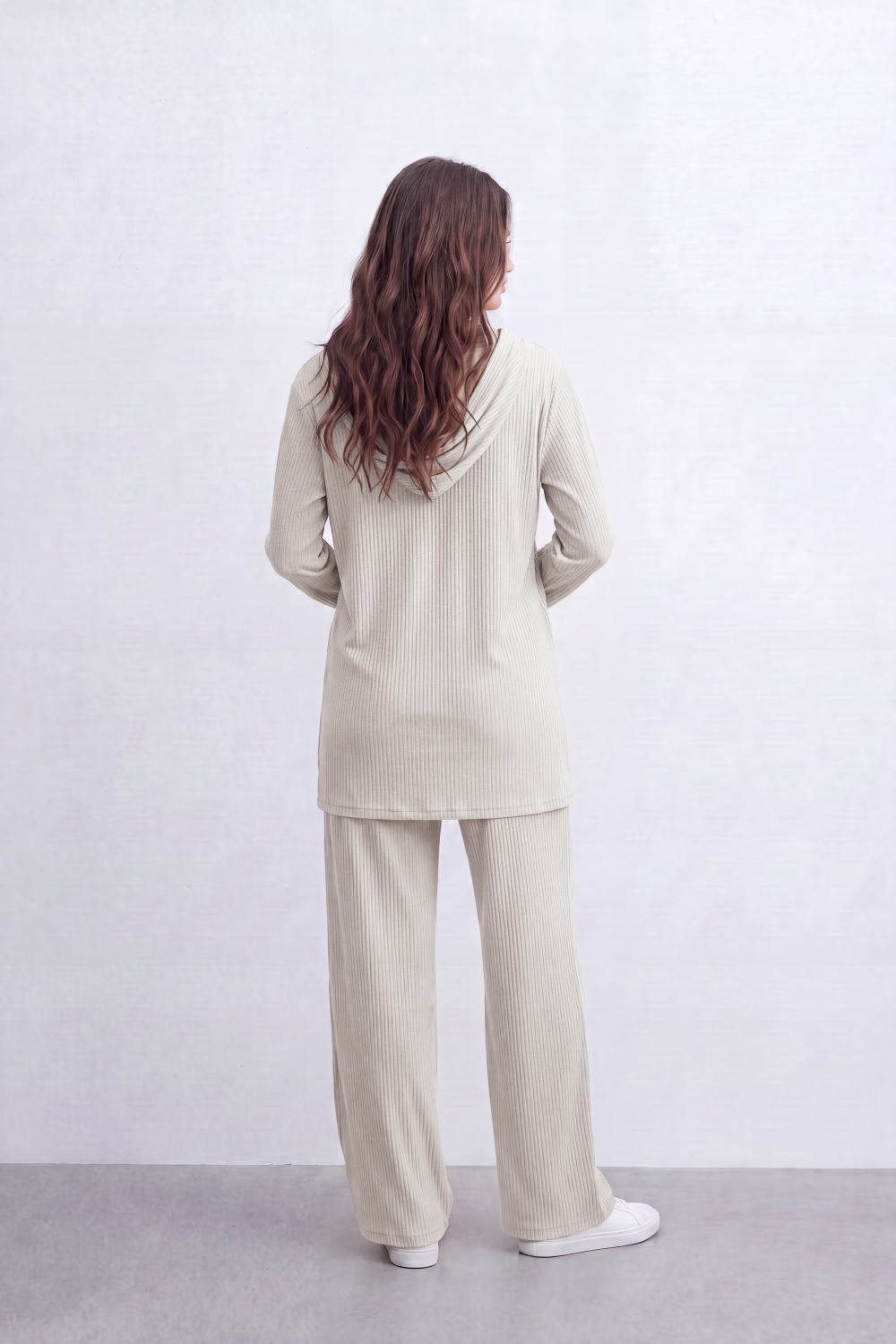 Women’s Tomato Store Rib Lounge Co-Ord Set Vertical Cord Texture Across The Full Look Hood Outfit