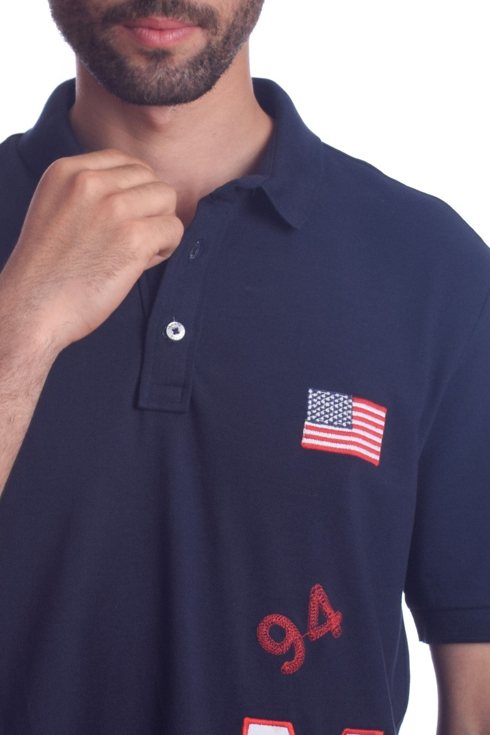 Men's Tomato Store Pique Polo Shirt Varsity Patchwork Graphics Flag Chest Detail Classic Collar