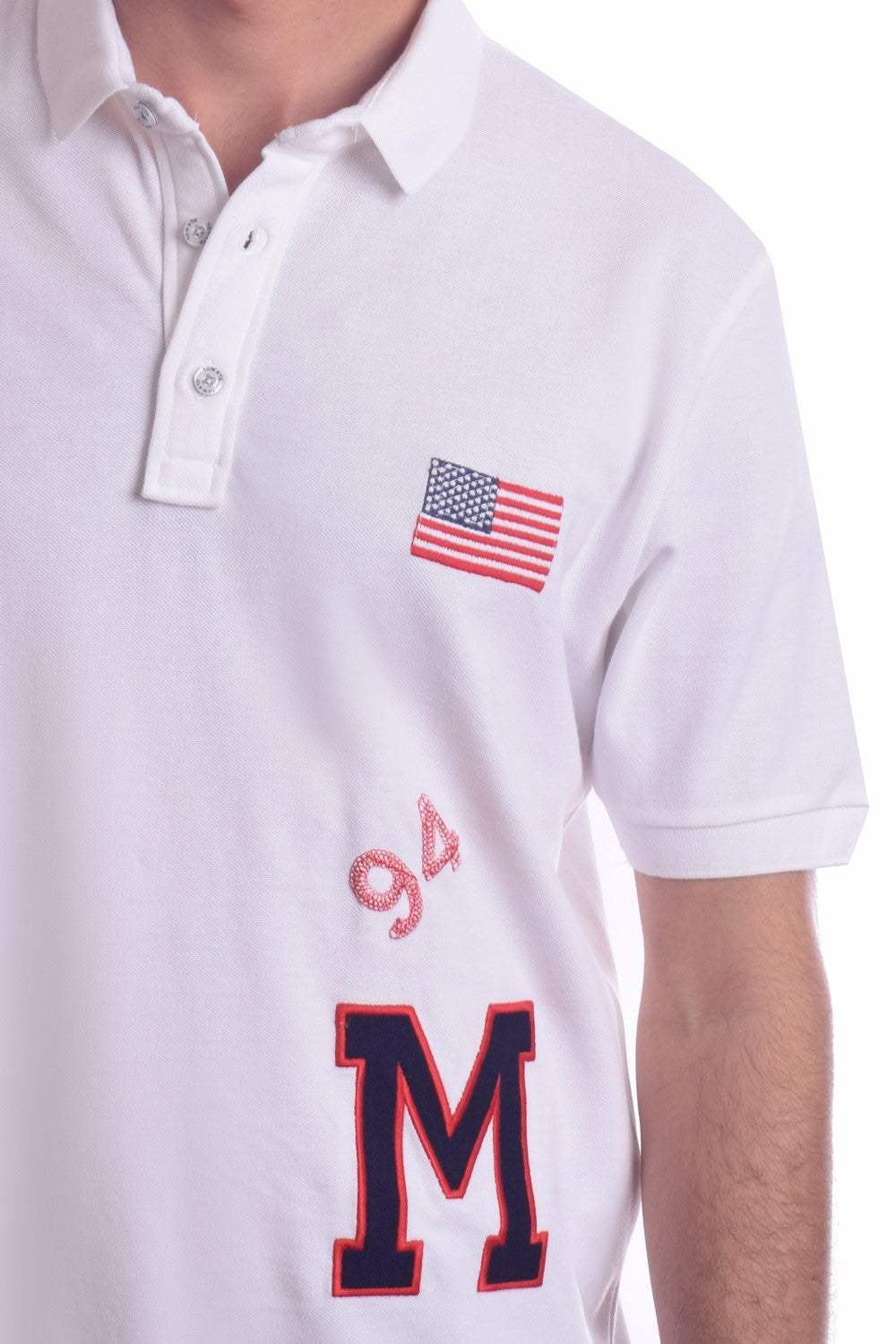 Men's Tomato Store Pique Polo Shirt Varsity Patchwork Graphics Flag Chest Detail Classic Collar