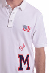 Men's Tomato Store Pique Polo Shirt Varsity Patchwork Graphics Flag Chest Detail Classic Collar