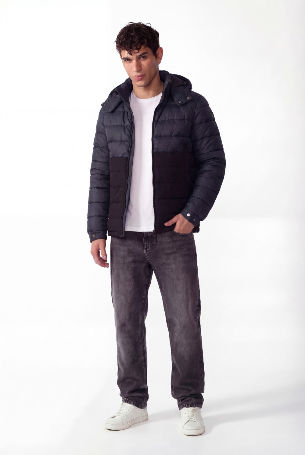 Men's Tow-Tone Puffer Waterproof Full Zipper Jacket