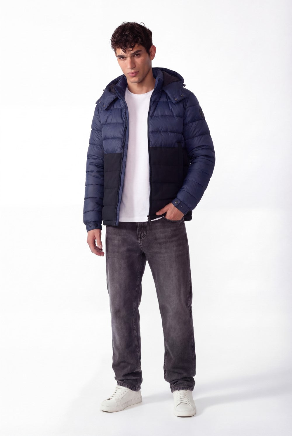 Men's Tow-Tone Puffer Waterproof Full Zipper Jacket