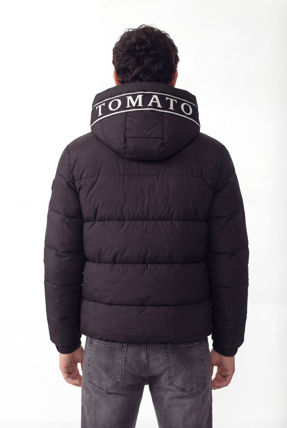 Men's Tomato Print Puffer Waterproof Hood Jacket