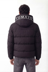 Men's Tomato Print Puffer Waterproof Hood Jacket