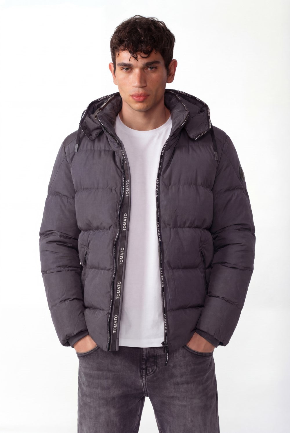 Men's Tomato Puffer Full Zip-Up Waterproof Jacket