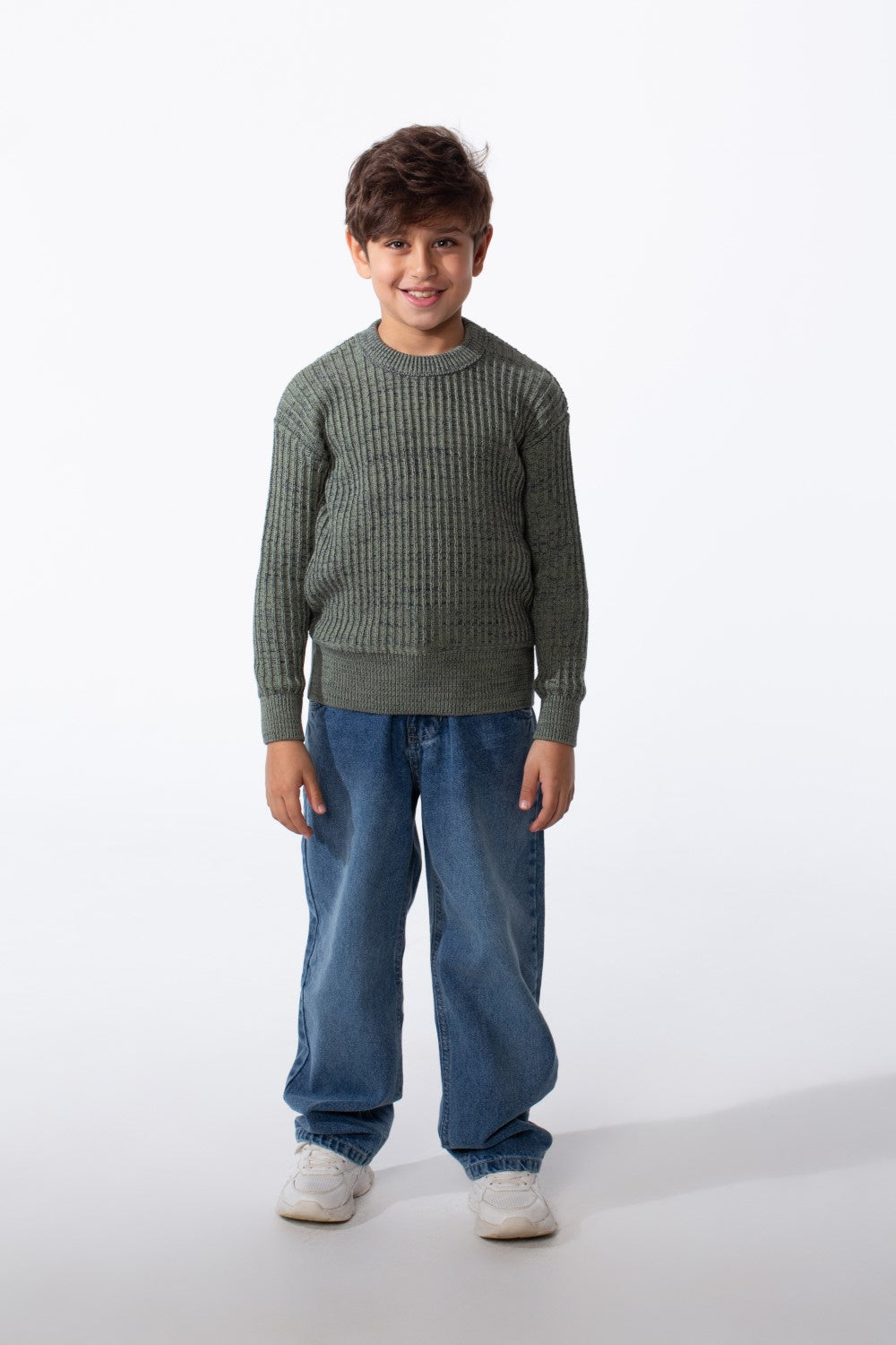 Boy's Tomato Slim Fit Jakar Cotton Crew Neck Pullover