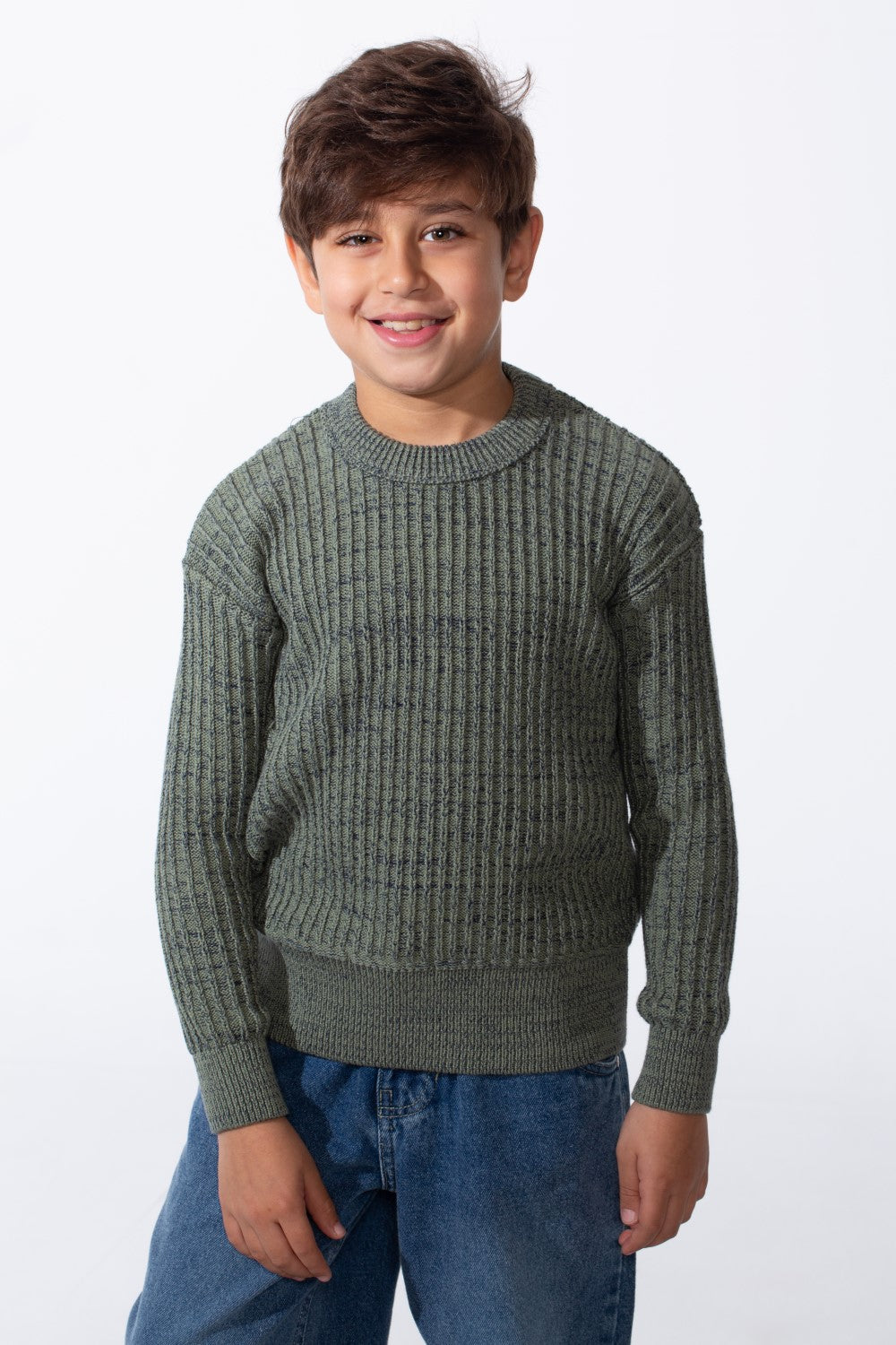 Boy's Tomato Slim Fit Jakar Cotton Crew Neck Pullover