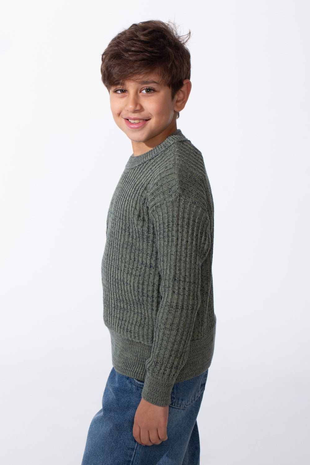 Boy's Tomato Slim Fit Jakar Cotton Crew Neck Pullover