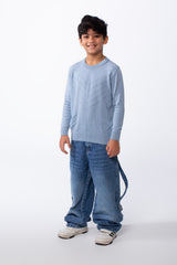 Boy’s Crew Neck Slim Fit Knitted Long Sleeve Pullover