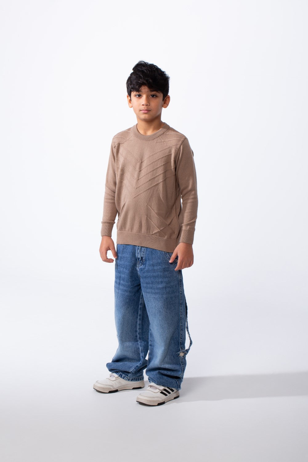 Boy’s Crew Neck Slim Fit Knitted Long Sleeve Pullover