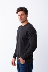 Men's Long Sleeves With V-Neckline Knit Fabric Ribbed Cuffs Casual Slim Fit Pullover