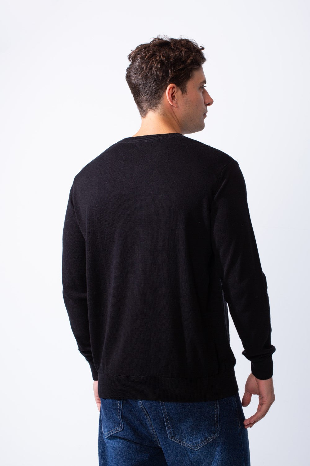 Men's Long Sleeves With V-Neckline Knit Fabric Ribbed Cuffs Casual Slim Fit Pullover
