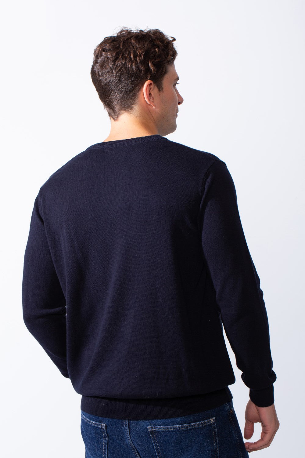 Men's Long Sleeves With V-Neckline Knit Fabric Ribbed Cuffs Casual Slim Fit Pullover