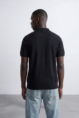 Men’s Tomato Store T-Shirt Knit Polo All Over Geometric Texture Pattern Button Placket Collar Design