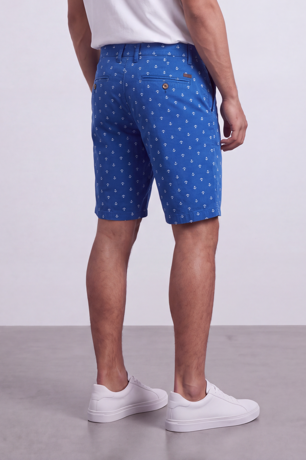 Men's Tomato Store Printed Cotton Twill Bermuda Shorts Micro Allover Motif Drawstring Waist Side Pockets