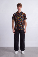 Men's Tomato Store Summer Printed Shirt Abstract Scribble Artwork Half Sleeve