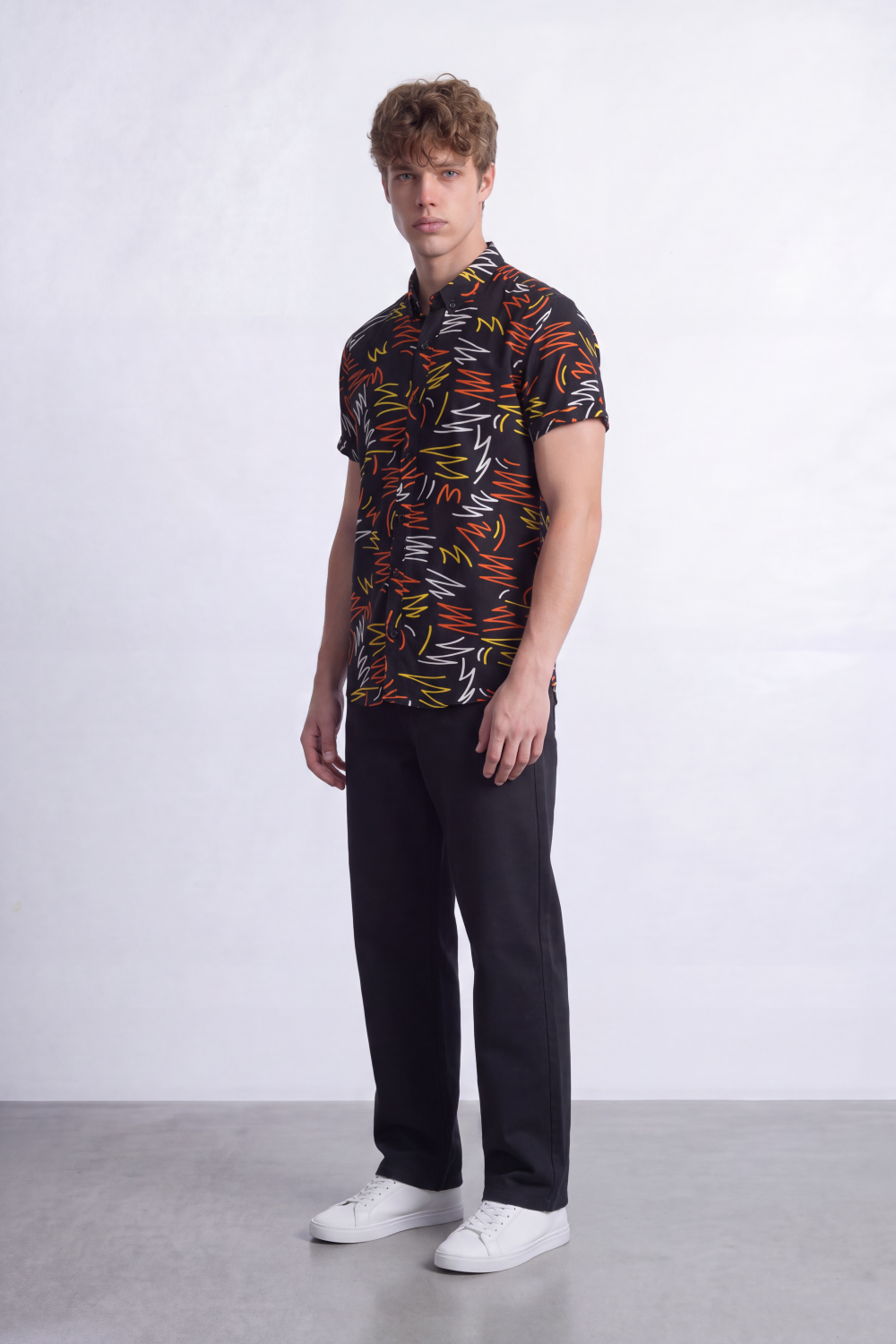 Men's Tomato Store Summer Printed Shirt Abstract Scribble Artwork Half Sleeve