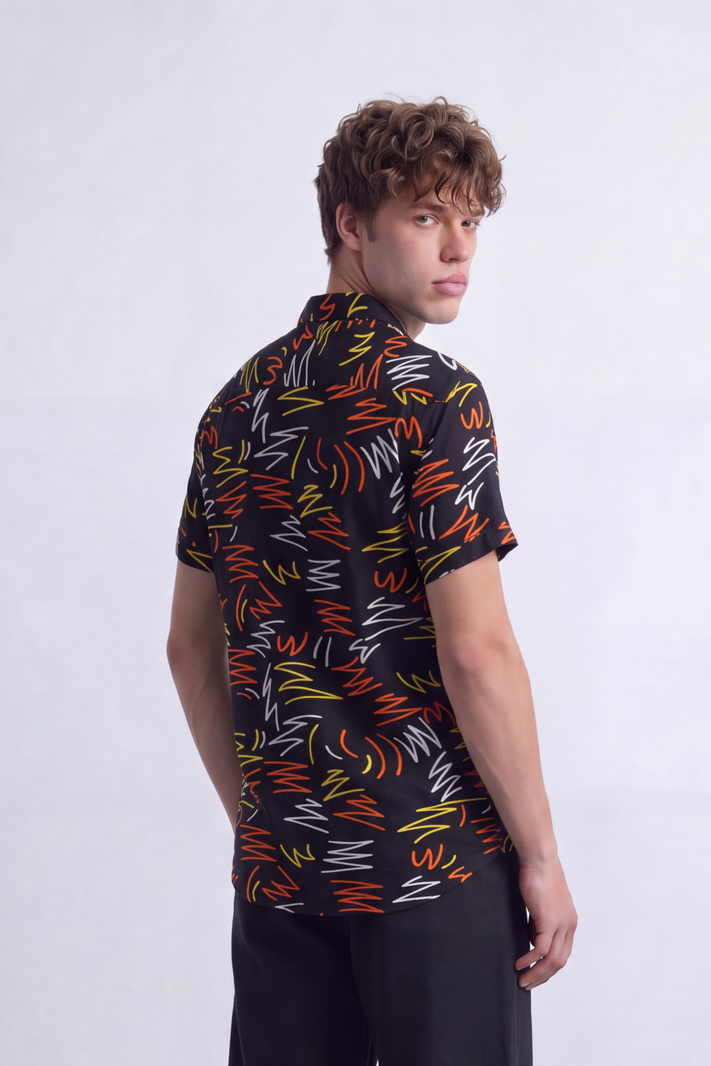 Men's Tomato Store Summer Printed Shirt Abstract Scribble Artwork Half Sleeve