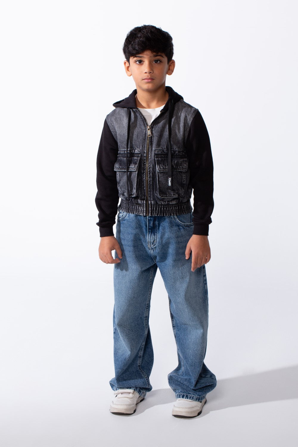 Boy’s Zip-Up Slim Fit Denim Jeans Jacket With Front Pockets