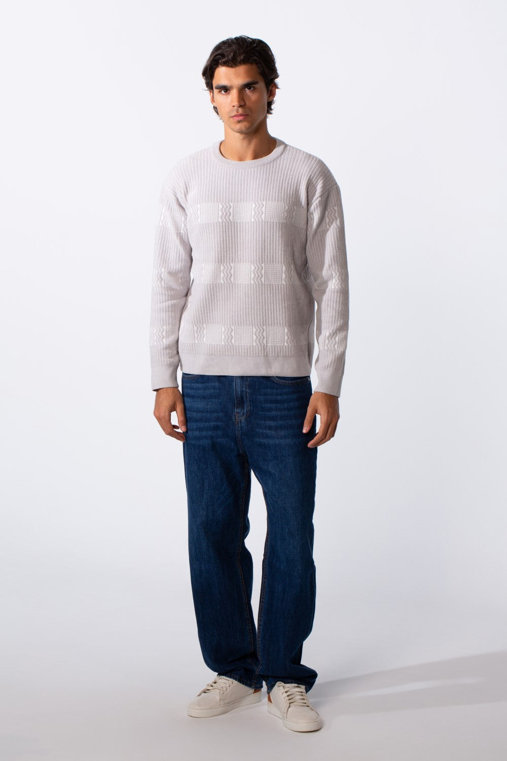 Men's Slim Fit Striped Round Neck Pullover