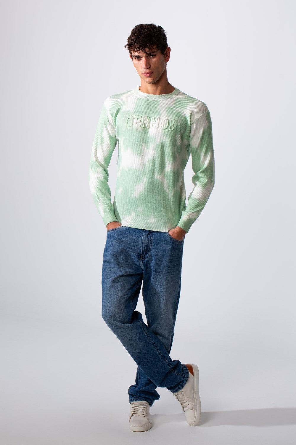Men's Tie Dye Slim Fit Crew Neck Long Sleeve Sweatshirt