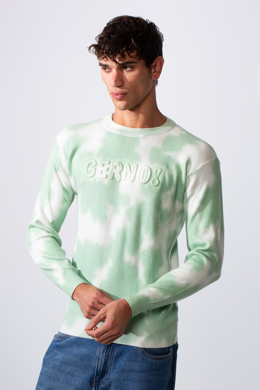 Men's Tie Dye Slim Fit Crew Neck Long Sleeve Sweatshirt