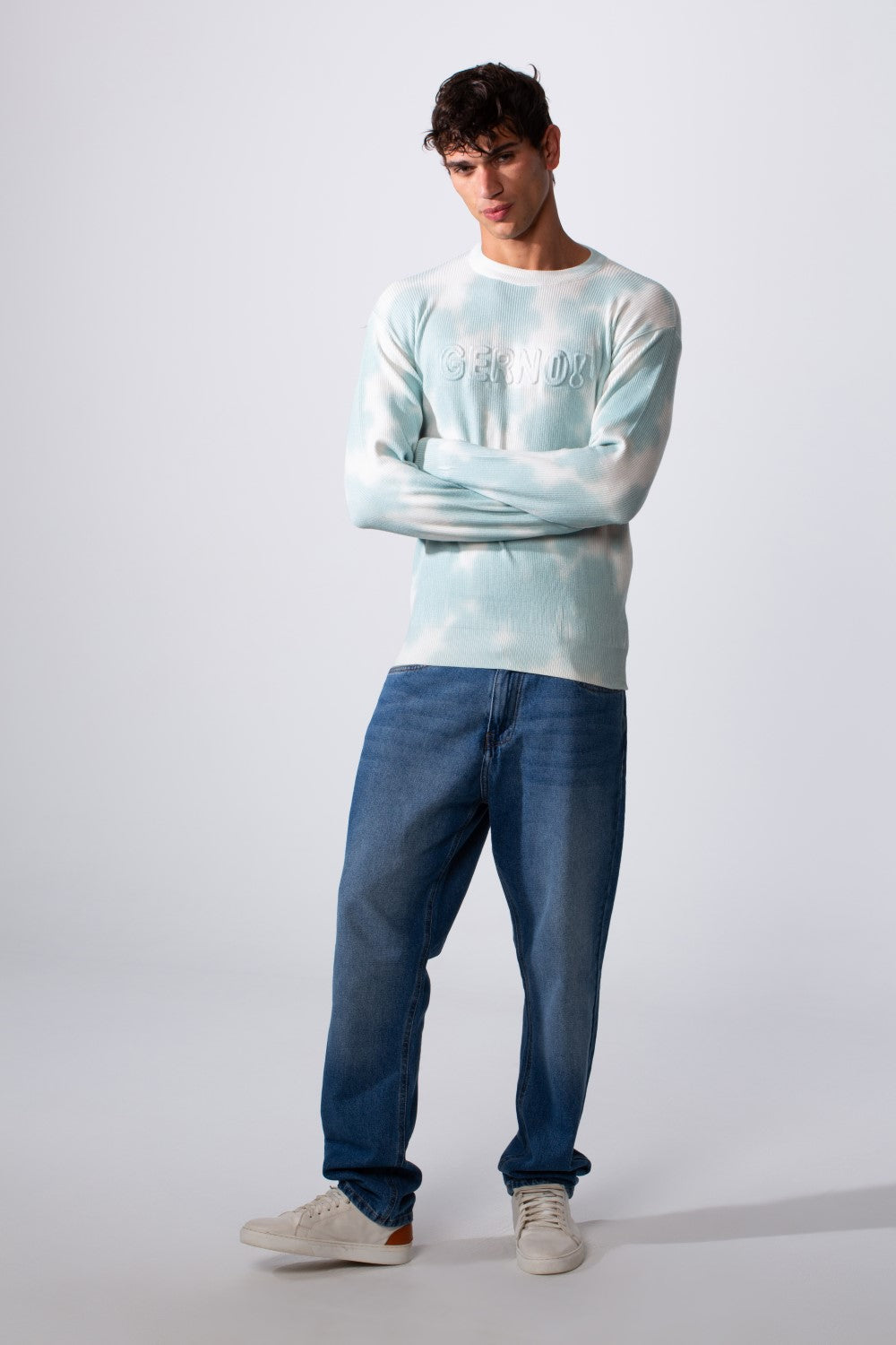 Men's Tie Dye Slim Fit Crew Neck Long Sleeve Sweatshirt