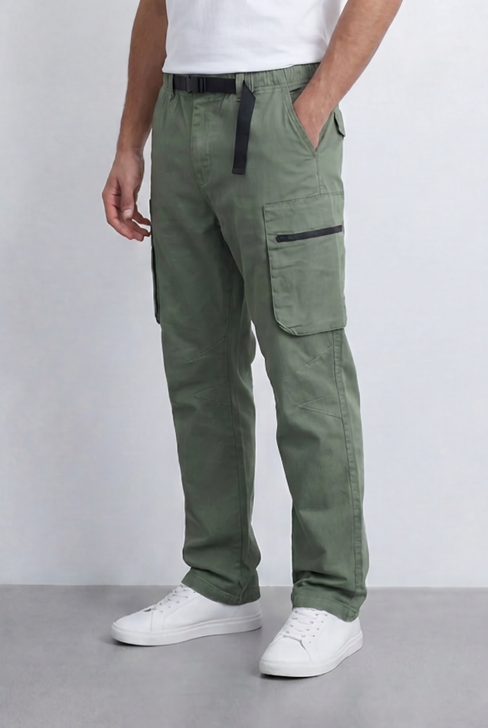 Men’s Tomato Store Sherwal Pants Utility Pocket Details Adjustable Belt Accent