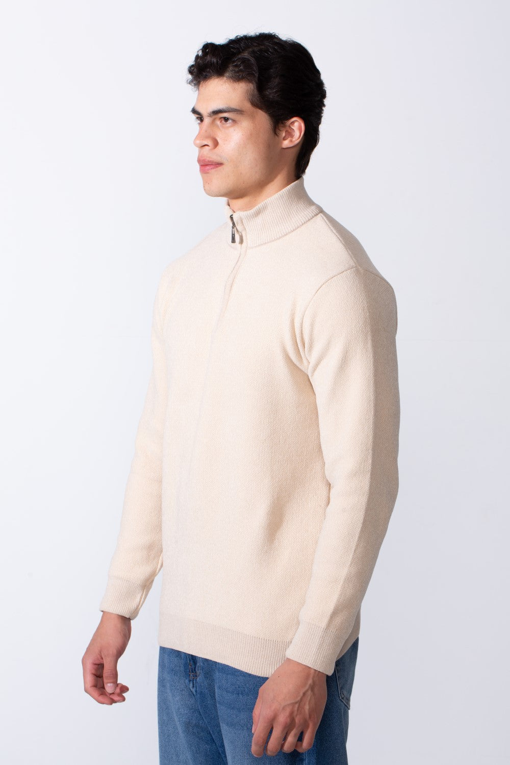 Men's Half Zip Long Sleeve Slim Fit High Mock Neck Knit Minimalist Pullover