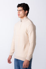 Men's Half Zip Long Sleeve Slim Fit High Mock Neck Knit Minimalist Pullover