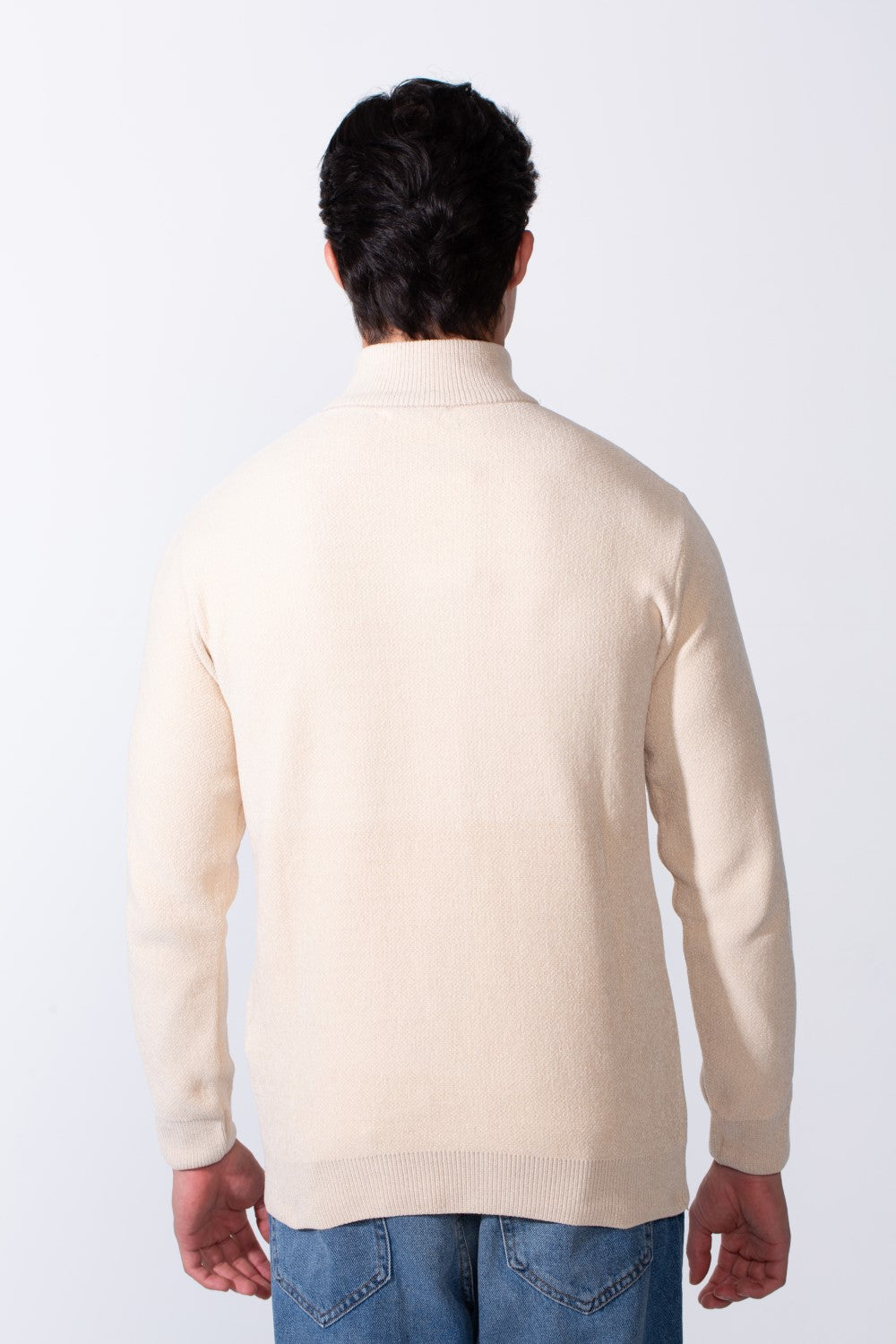 Men's Half Zip Long Sleeve Slim Fit High Mock Neck Knit Minimalist Pullover