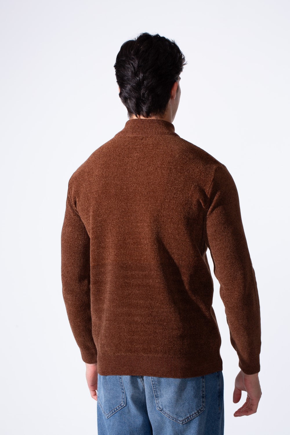 Men's Half Zip Long Sleeve Slim Fit High Mock Neck Knit Minimalist Pullover