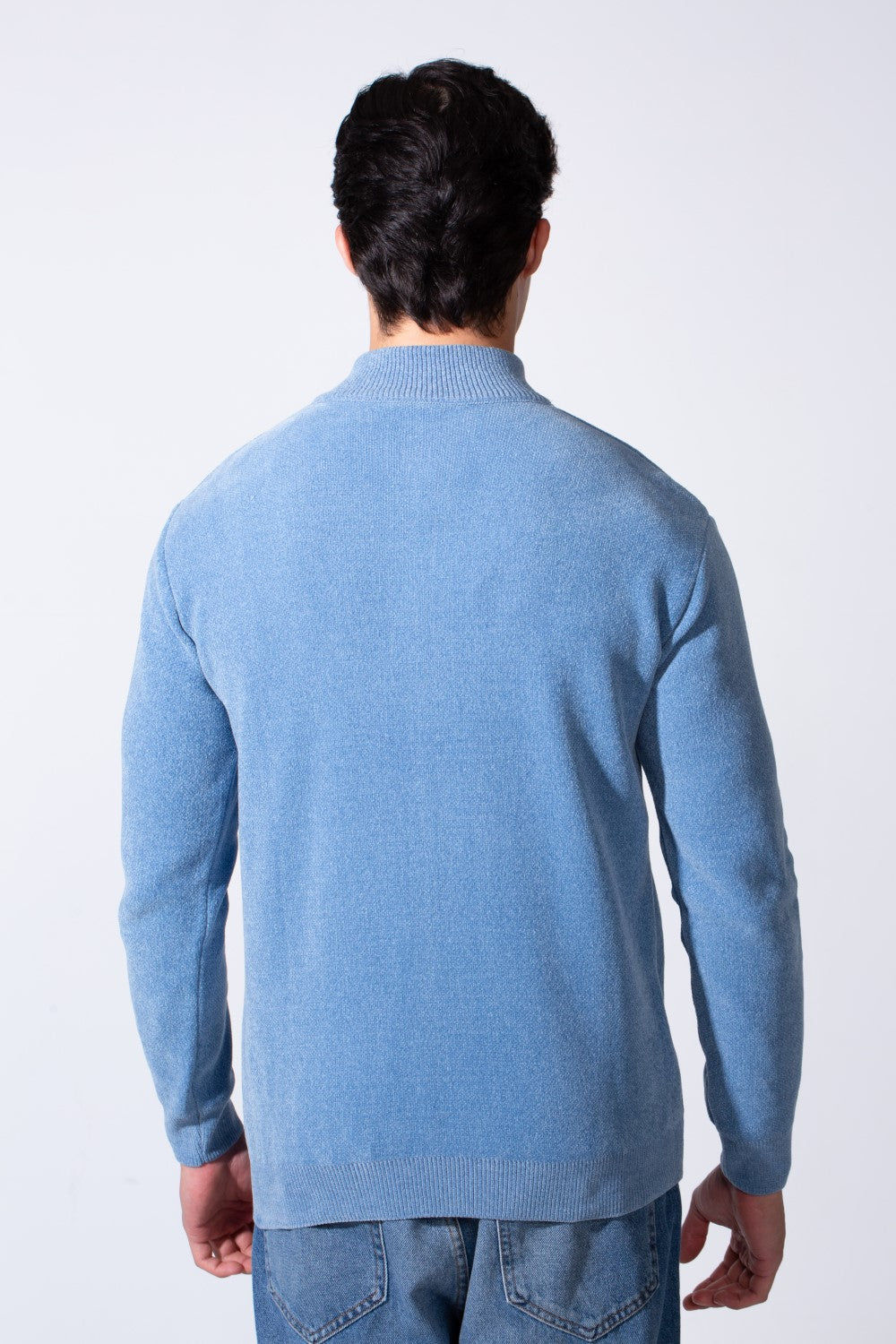 Men's Half Zip Long Sleeve Slim Fit High Mock Neck Knit Minimalist Pullover