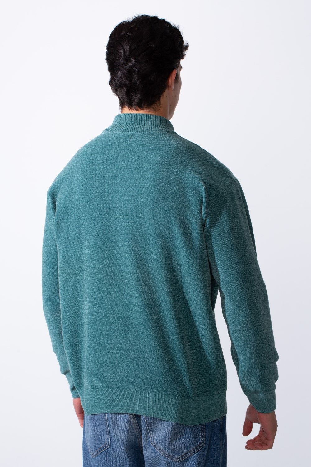 Men's Half Zip Long Sleeve Slim Fit High Mock Neck Knit Minimalist Pullover