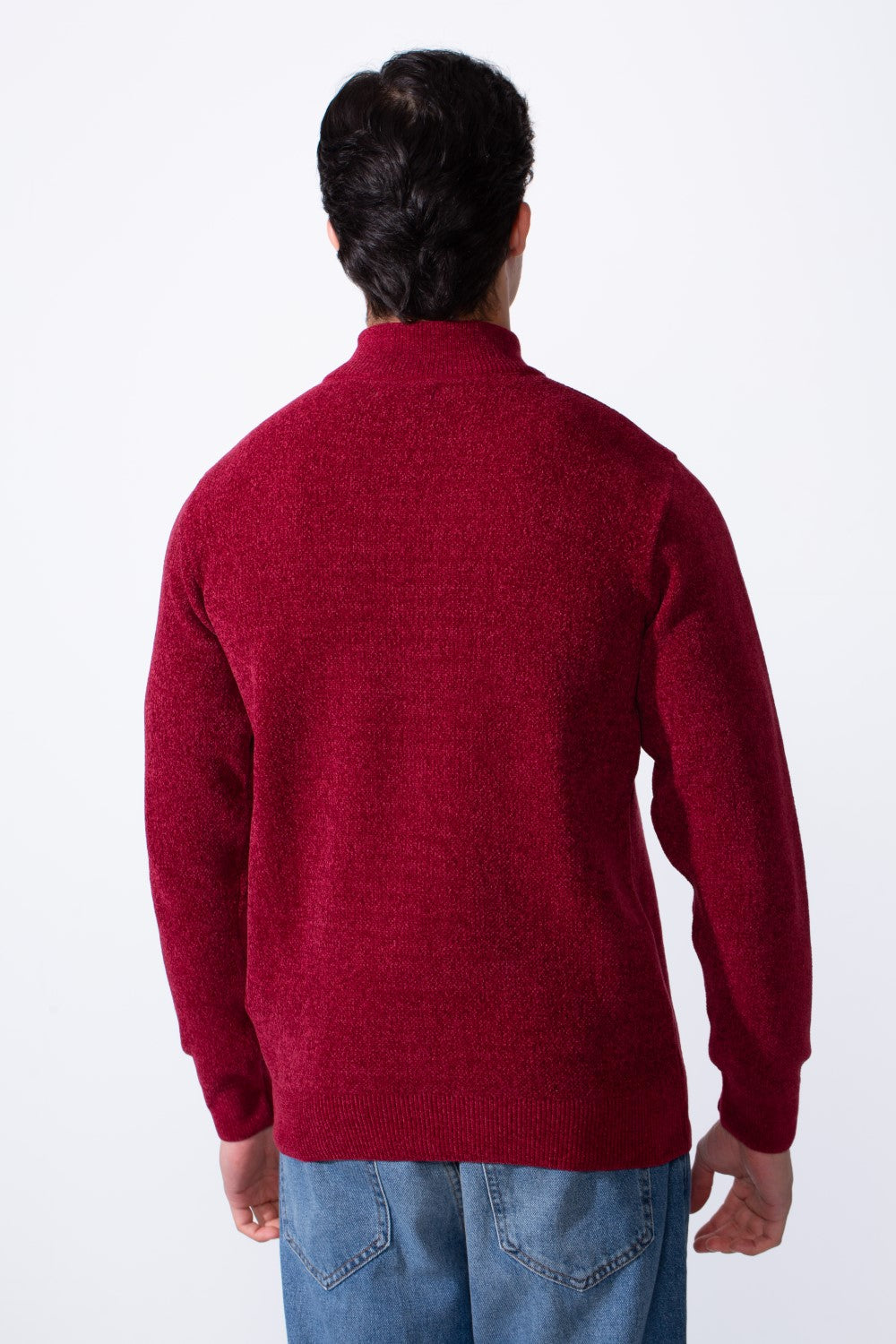 Men's Half Zip Long Sleeve Slim Fit High Mock Neck Knit Minimalist Pullover