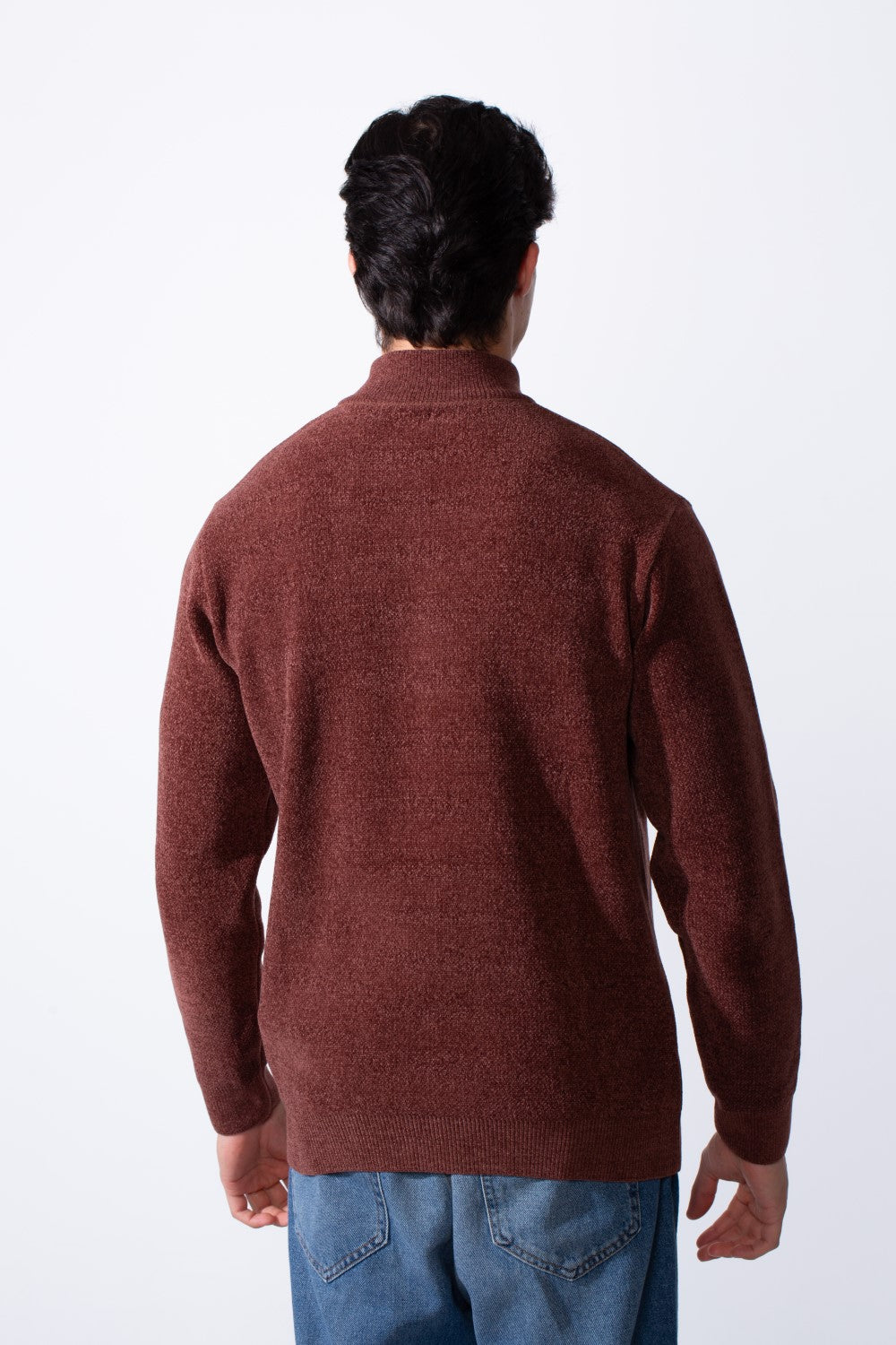 Men's Half Zip Long Sleeve Slim Fit High Mock Neck Knit Minimalist Pullover
