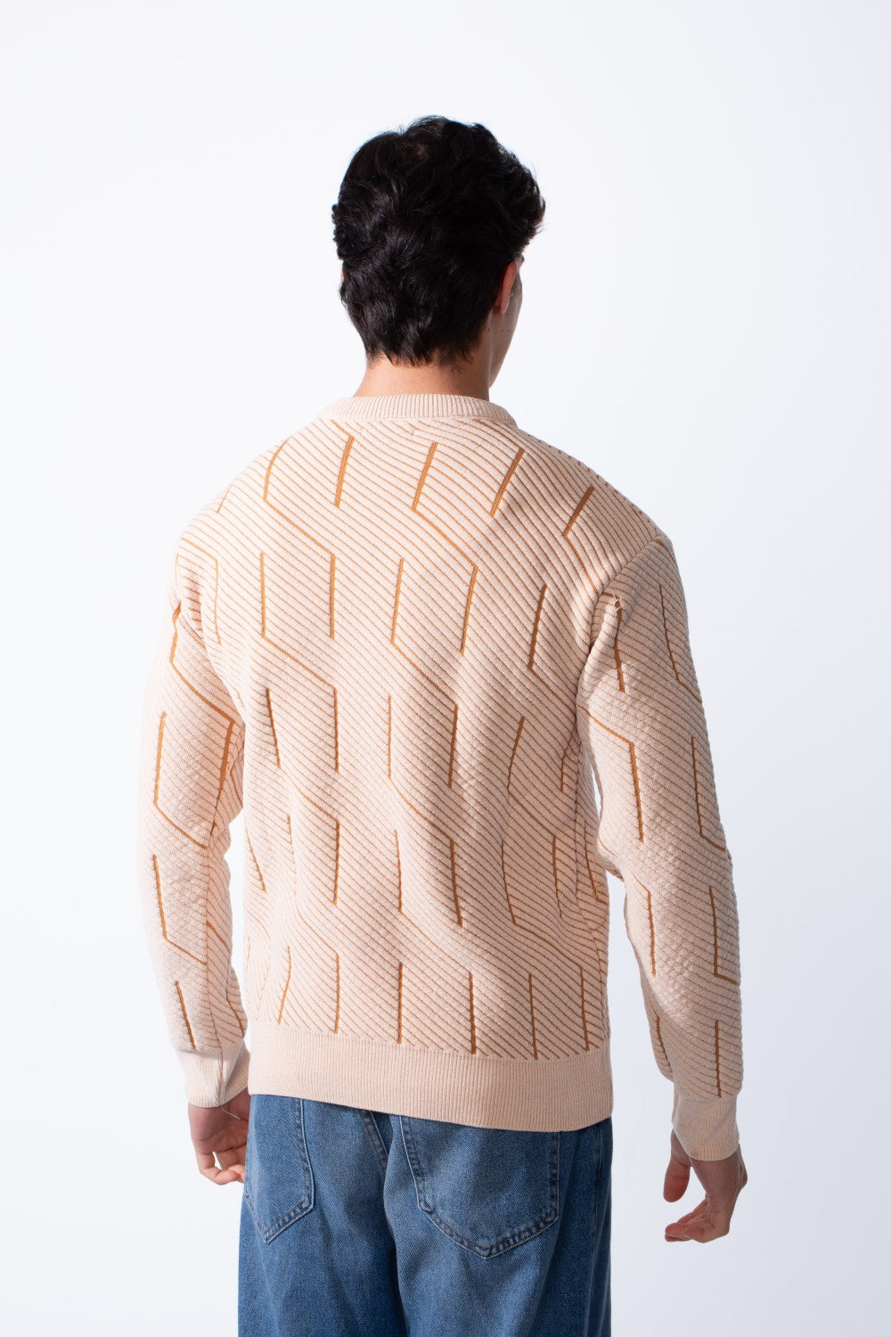 Men's Slim Fit With Unique Textured Design Round Neckline Jakar Pullover Sweater