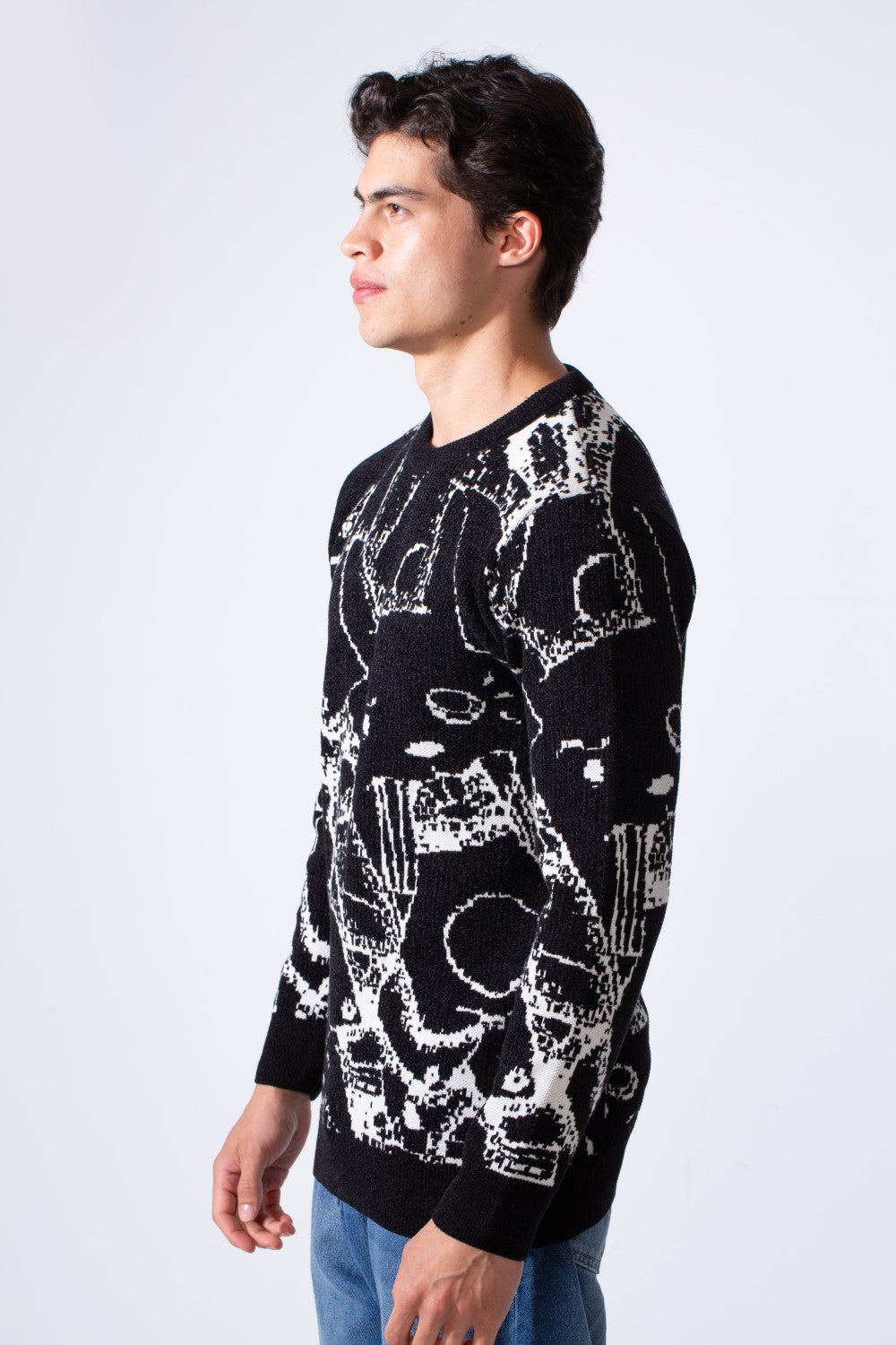 Men's Long Sleeve With Casual Print Slim Fit Crew Neck Pullover