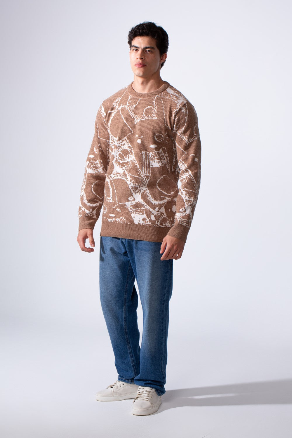 Men's Long Sleeve With Casual Print Slim Fit Crew Neck Pullover